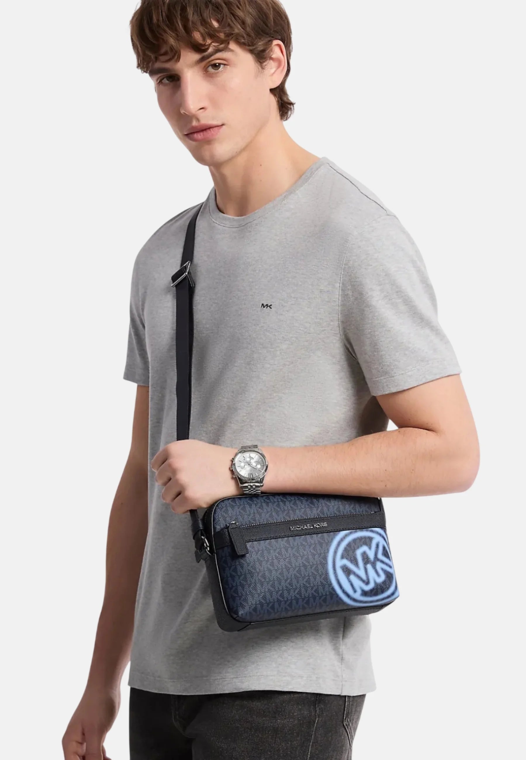 Sac bandoulière Michael Kors Cooper Logo bleu marine - Homme