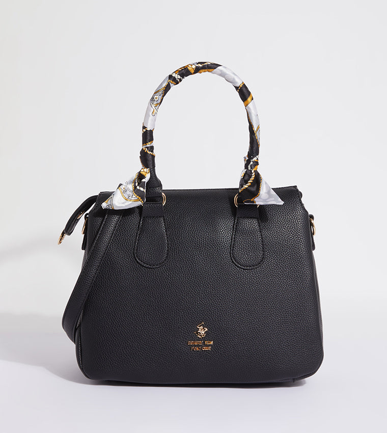Sac à main femme Beverly Hills Polo Club noir avec détail foulard
