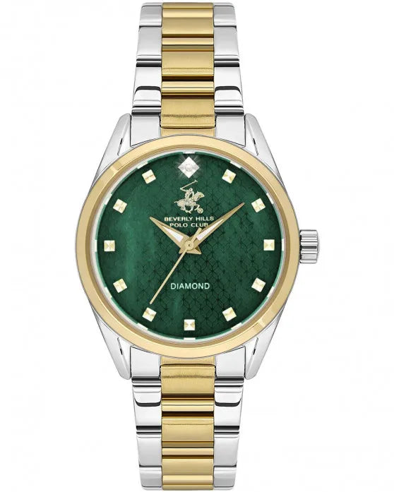 Montre femme Beverly Hills Polo Club à diamant et bracelet bicolore BP3601C.270