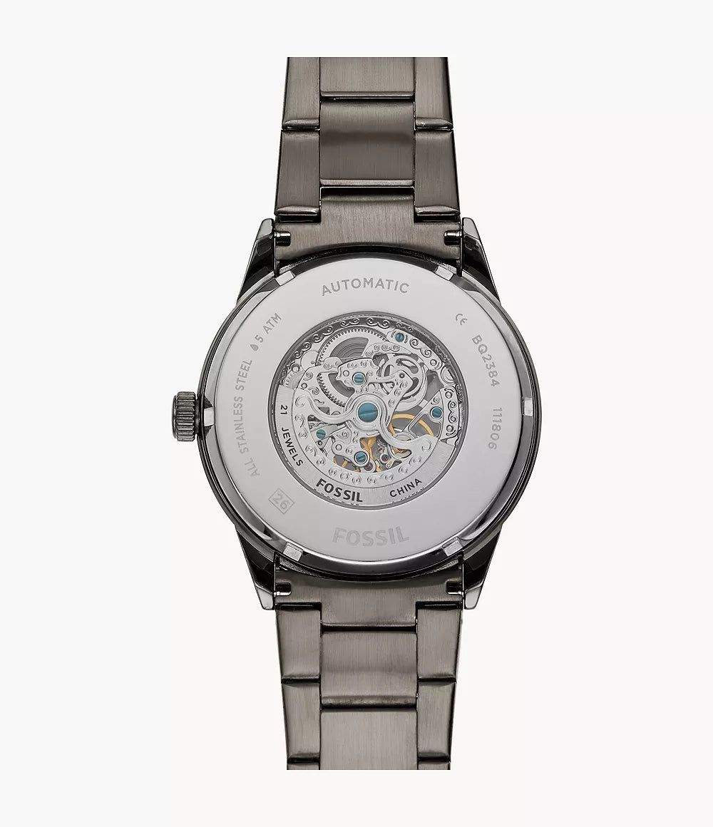 Montre Fossil Homme - Flynn Automatique 48 mm en Acier Inoxydable Gunmetal