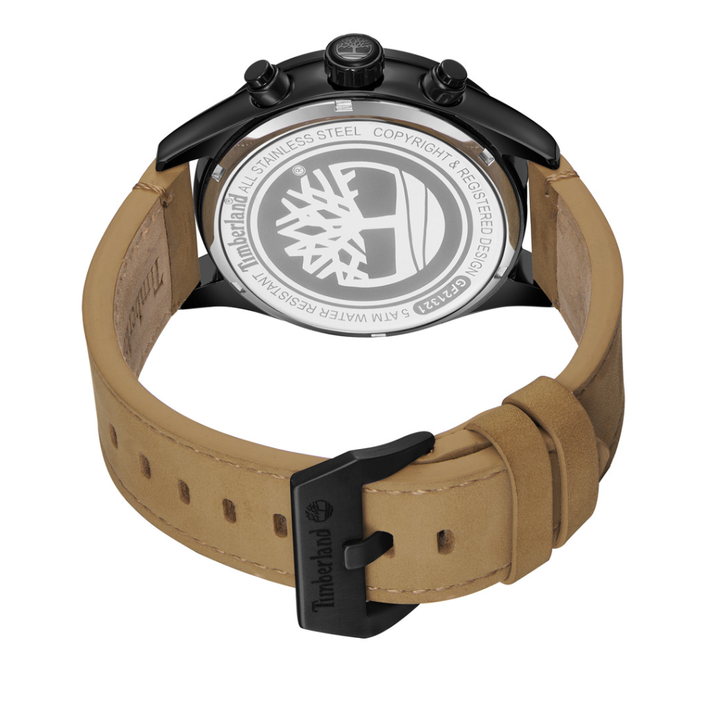 Montre Timberland homme acier bracelet cuir caramel