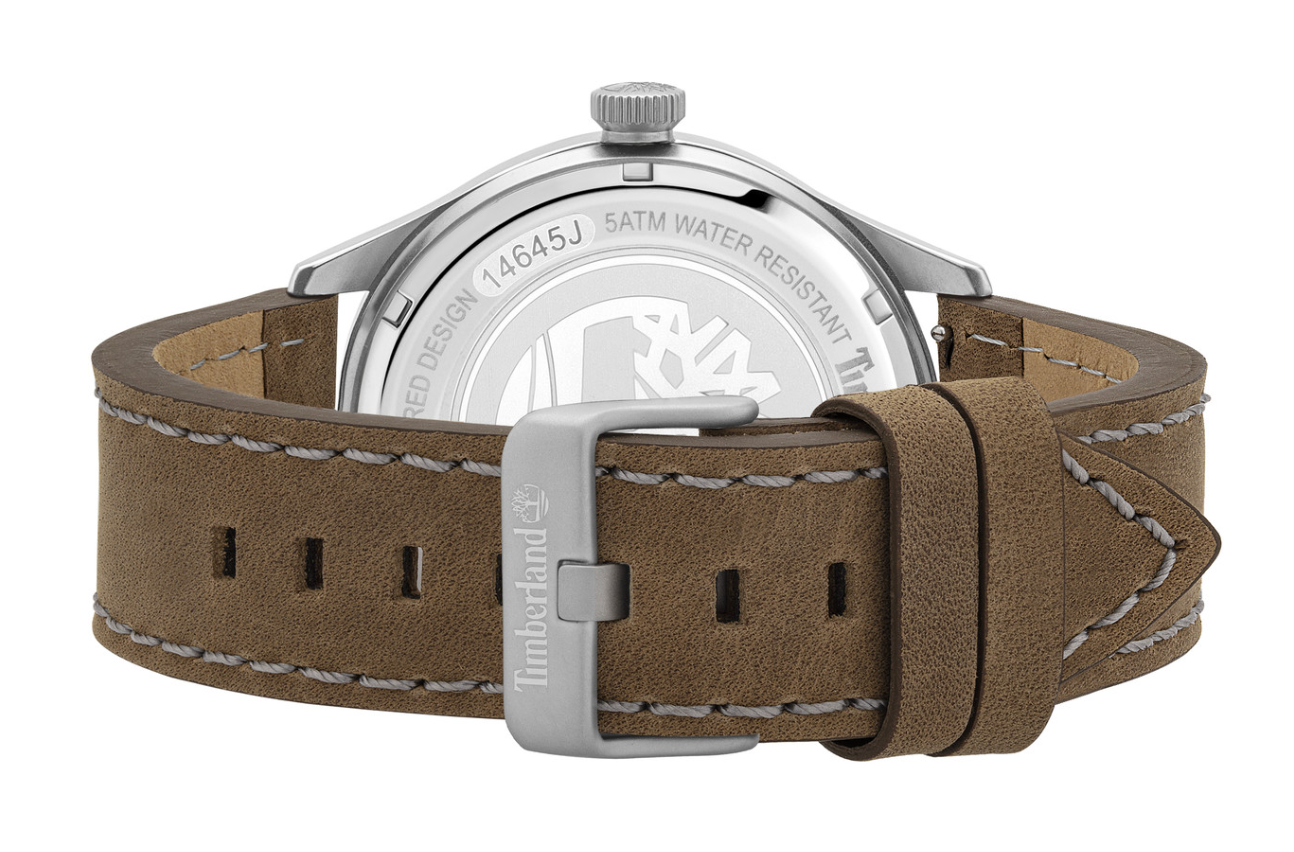 Montre Timberland homme acier et cuir marron