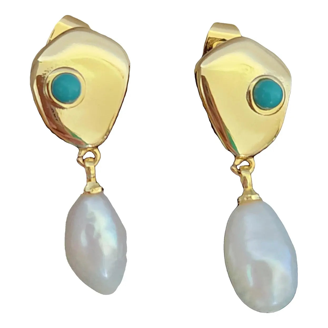 Boucles d’oreilles pendantes perles & turquoise – CXL by Christian Lacroix
