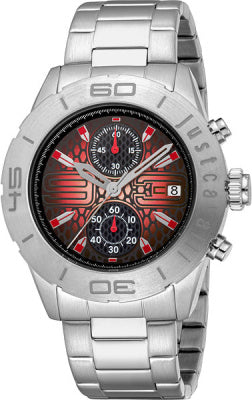 Just Cavalli Grinta – JC1G386M0045 Montre chronographe homme rouge et argentée