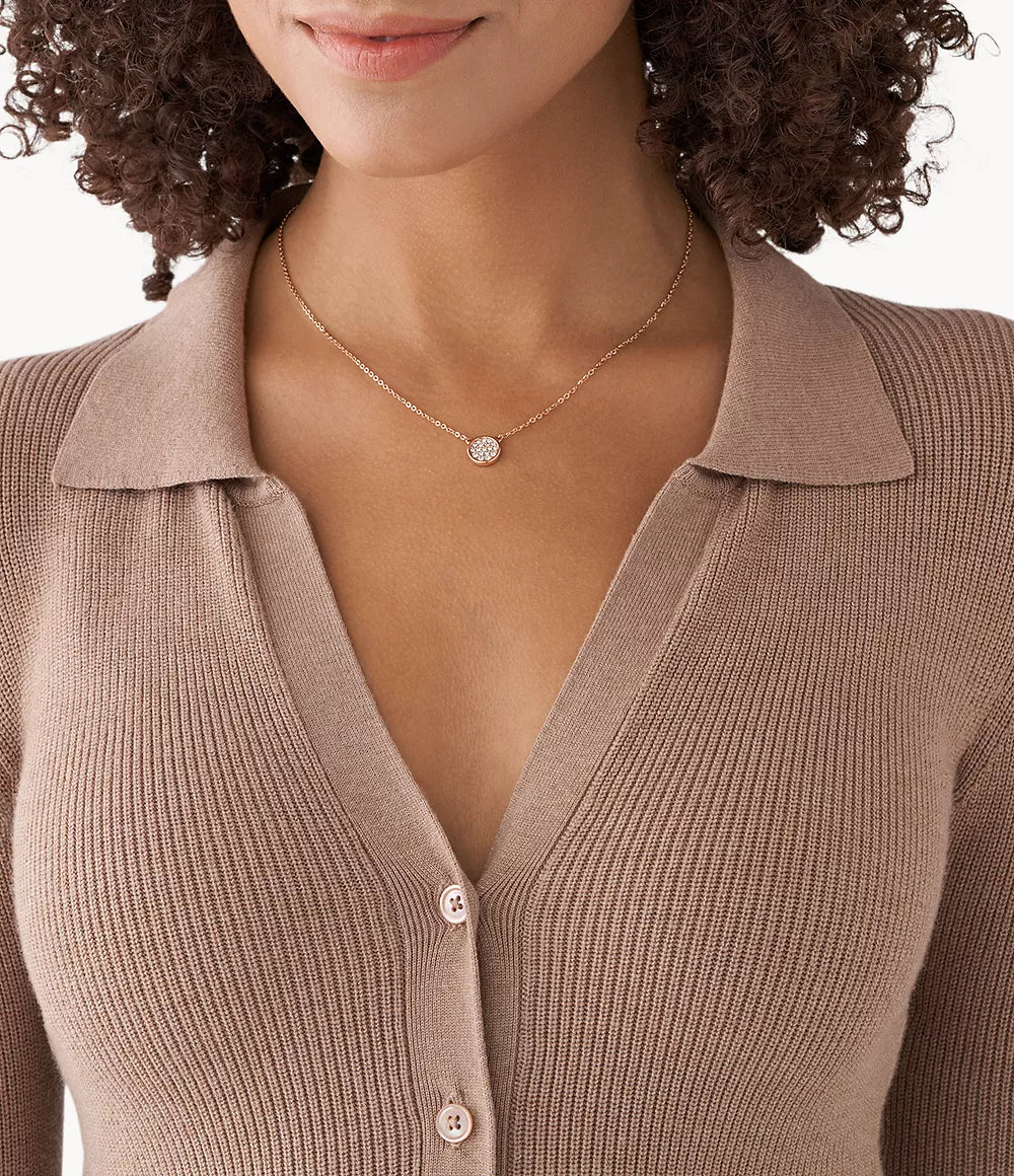 Collier Fossil Femme - Acier couleur or rose