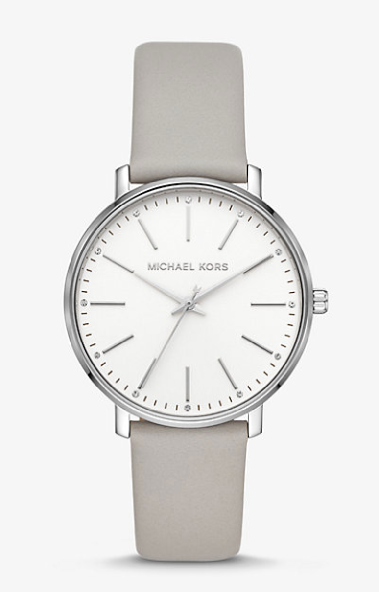 Michael Kors - Montre Pyper argentée avec bracelet en cuir