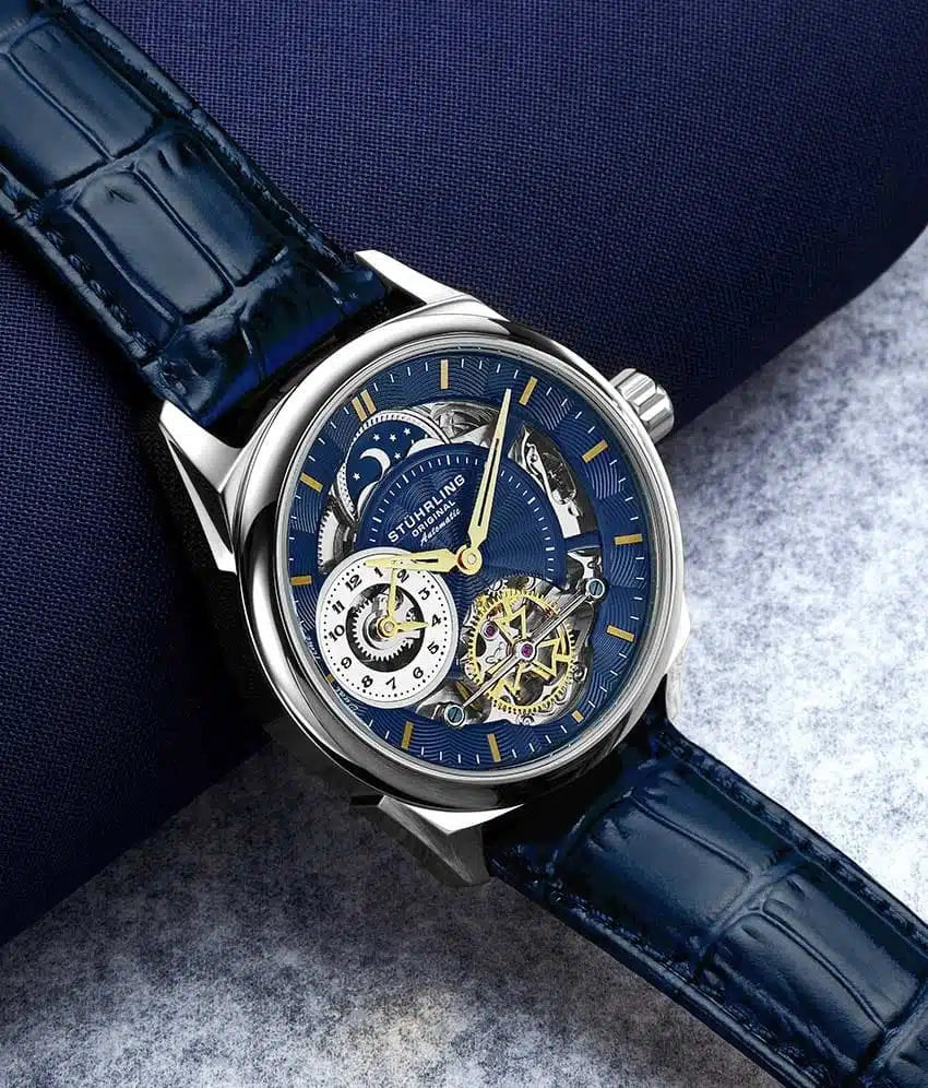 Montre Homme Stührling Presidia Automatic Skeleton Blue