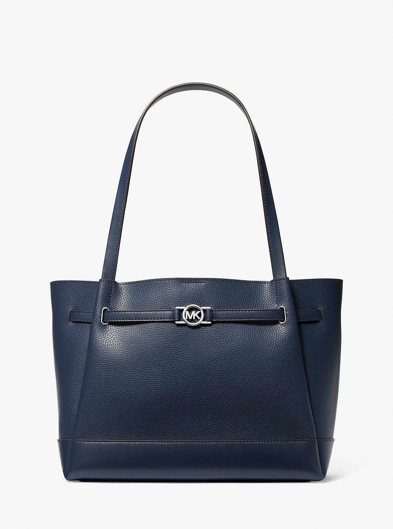 Grand cabas femme Michael Kors Reed en cuir grainé bleu à ceinture
