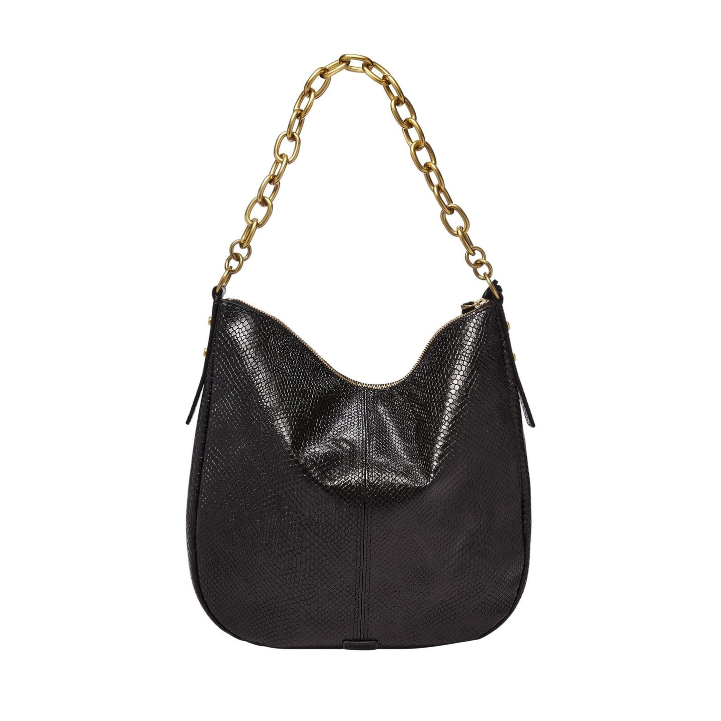 Sac Fossil Hobo Cuir Noir - Femme