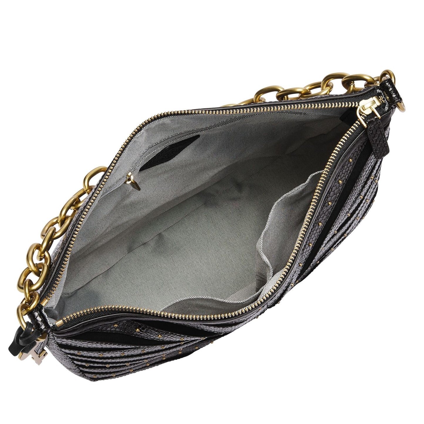 Sac Fossil Hobo Cuir Noir - Femme