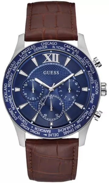 Montre Homme Guess Tycoon W1262G1 – Bleu Marine & Cuir Marron