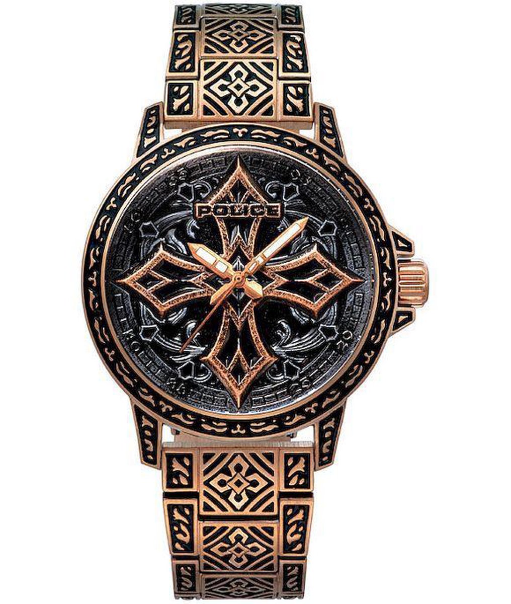 Montre homme Police Cross noire et rose gold – PL.15530JSR/78M