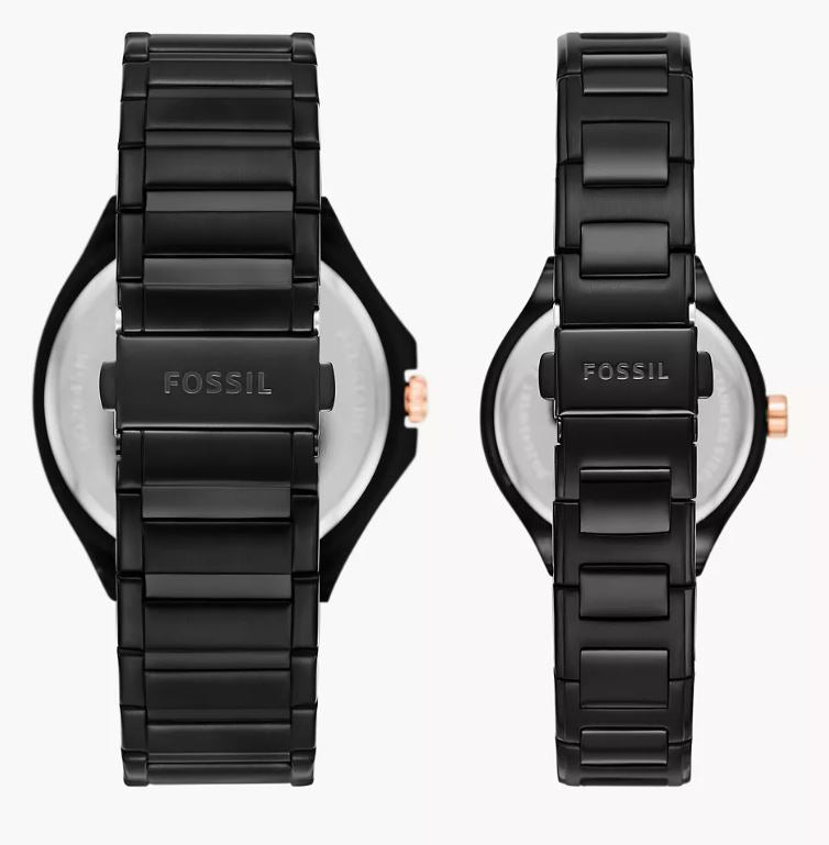 FOSSIL COFFRET EVANSTON NOIR/GOLD