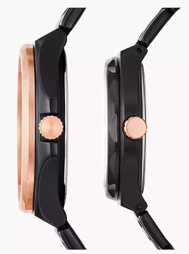 FOSSIL COFFRET EVANSTON NOIR/GOLD