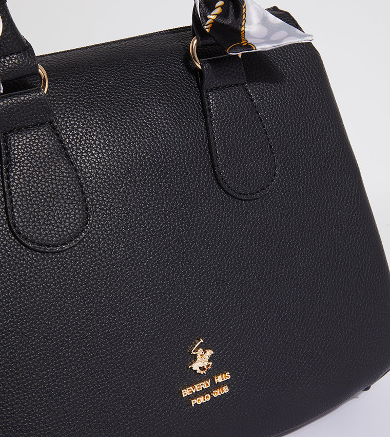 Sac à main femme Beverly Hills Polo Club noir avec détail foulard