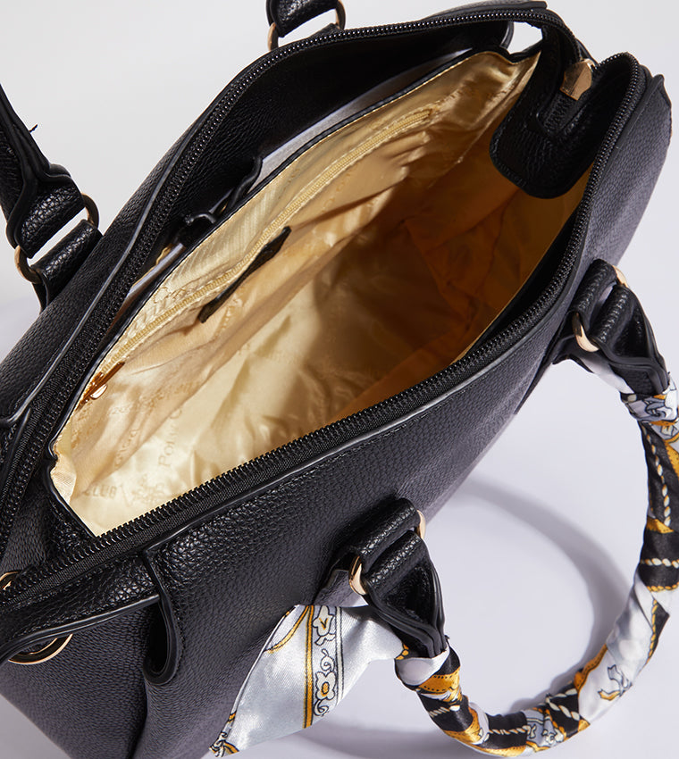 Sac à main femme Beverly Hills Polo Club noir avec détail foulard