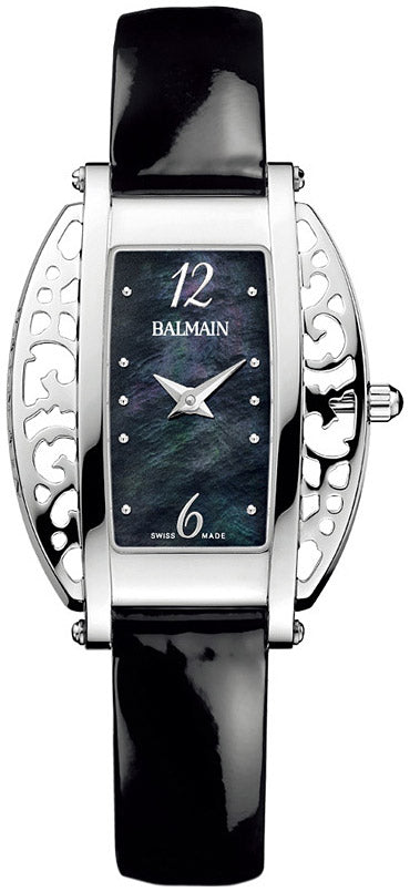 Balmain B2571.32.64 – Montre rectangulaire en nacre noire et cuir