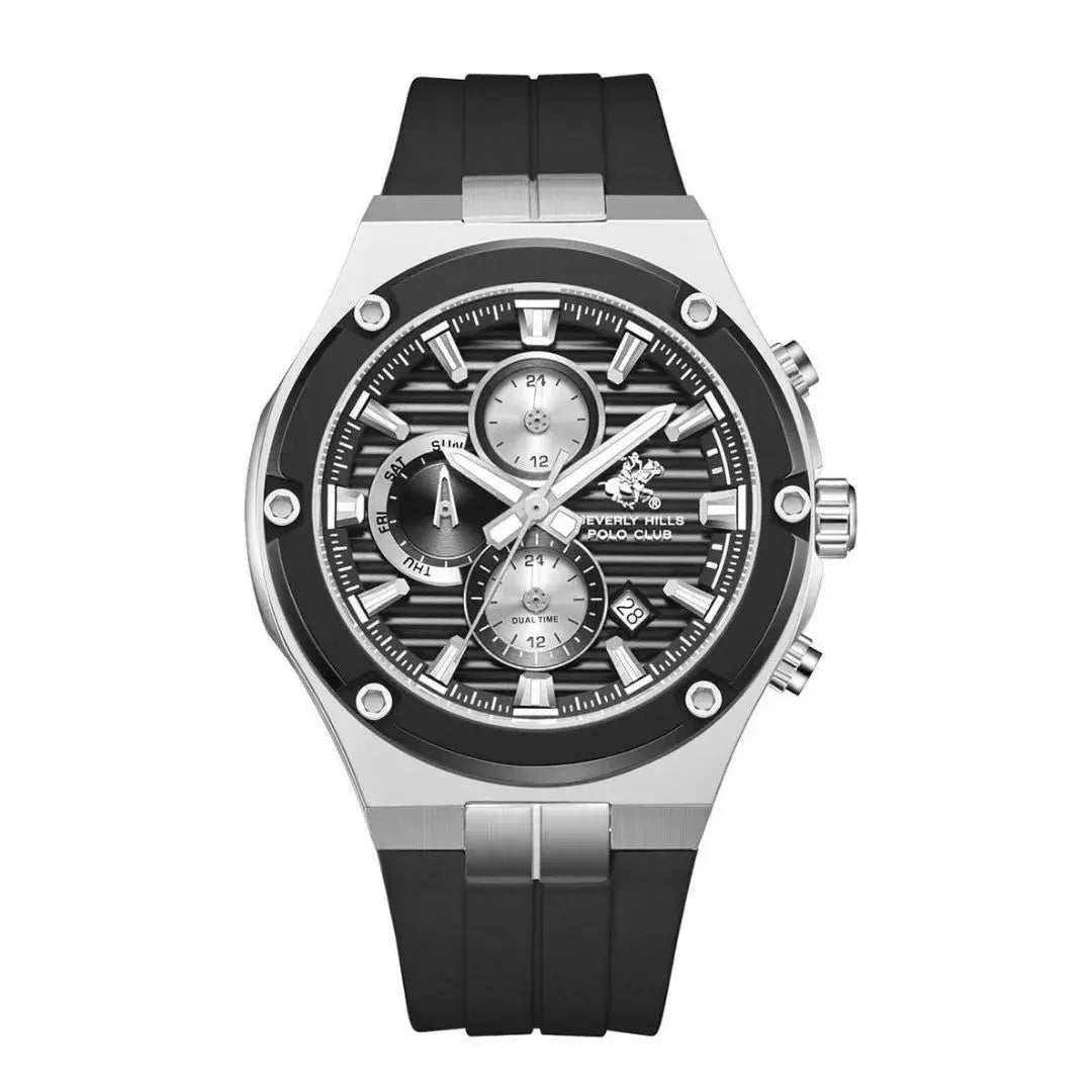 Montre homme Beverly Hills Polo Club noire avec bracelet en silicone – BP3822X.351