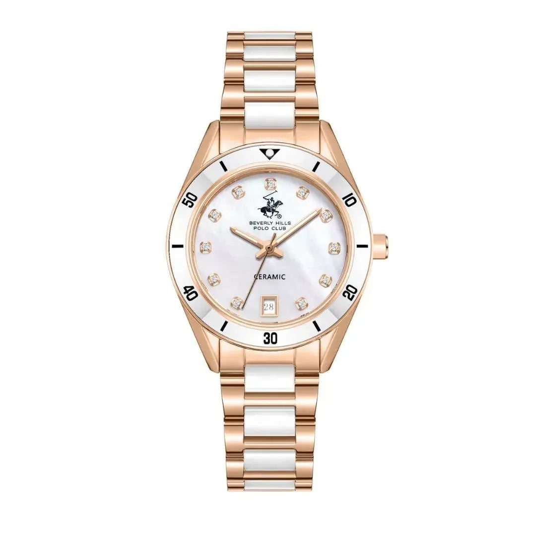 Montre femme Beverly Hills Polo Club en acier et céramique blanche – BP3829X.420