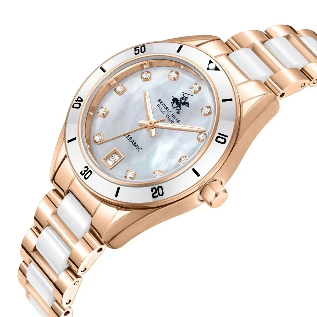 Montre femme Beverly Hills Polo Club en acier et céramique blanche – BP3829X.420