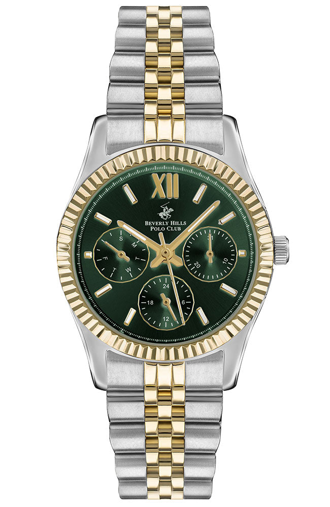 Montre emme Beverly Hills Polo Club cadran vert et bracelet bicolore BP3169C.271