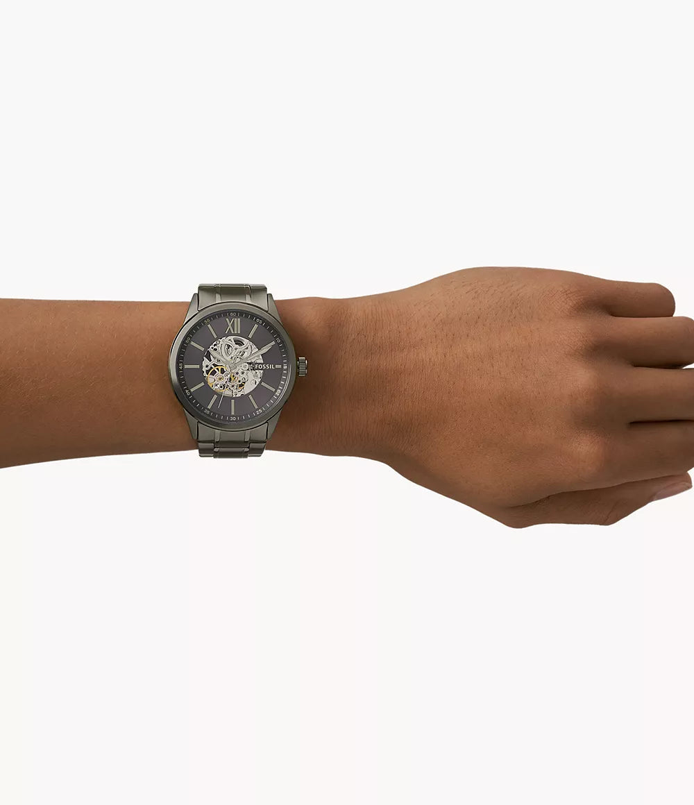 Montre Fossil Homme - Flynn Automatique 48 mm en Acier Inoxydable Gunmetal