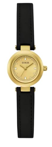 Guess U1404L1 – Montre Femme Dorée avec Bracelet Cuir Noir