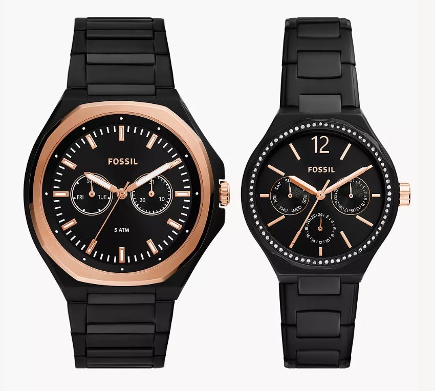 FOSSIL COFFRET EVANSTON NOIR/GOLD