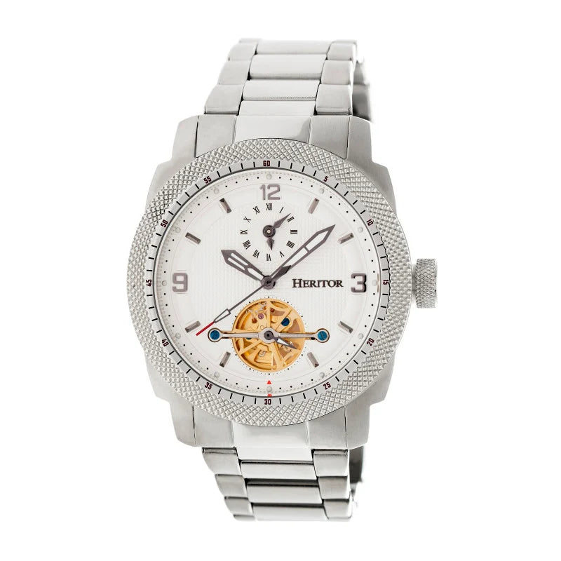 Montre Homme Heritor Helmsley HERHR5001 Automatic Semi-Skeleton – Silver/White