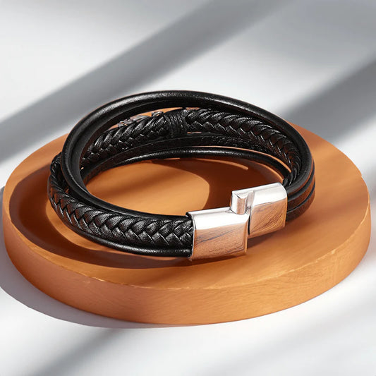 Bracelet cuir marron tressé – CXL by Christian Lacroix