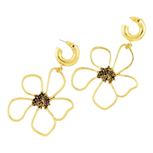 Boucles d’oreilles CXL by Christian Lacroix – Fleur ajourée dorée