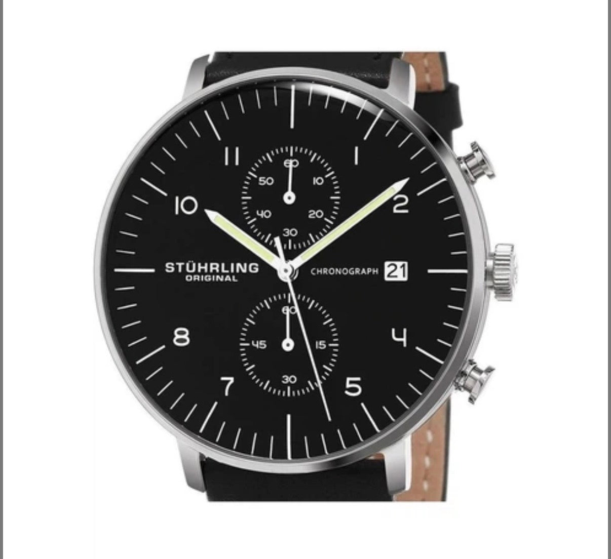 STUHRLING CHRONOGRAPH CUIR NOIR