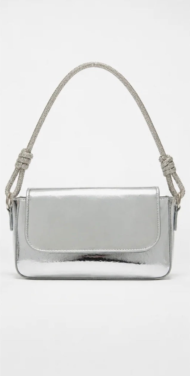 Petit sac baguette PrettyLittleThing argenté métallisé