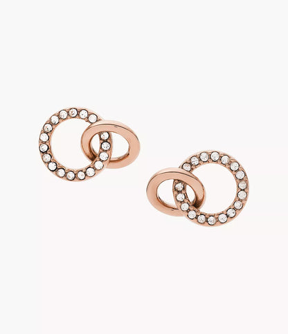 Boucles d’Oreilles Fossil en Acier Doré Rose