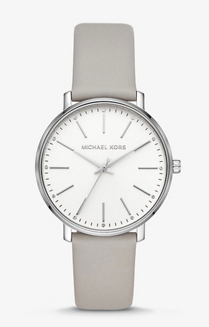 Michael Kors - Montre Pyper argentée avec bracelet en cuir