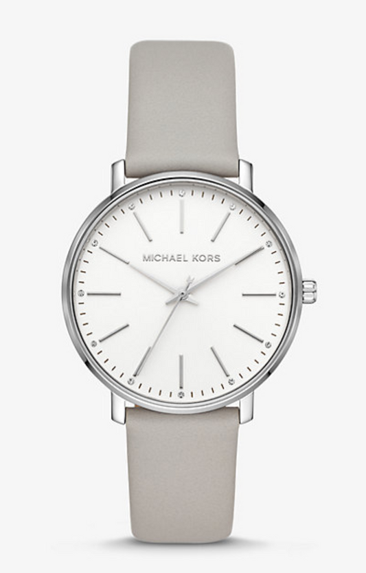 Michael Kors - Montre Pyper argentée avec bracelet en cuir