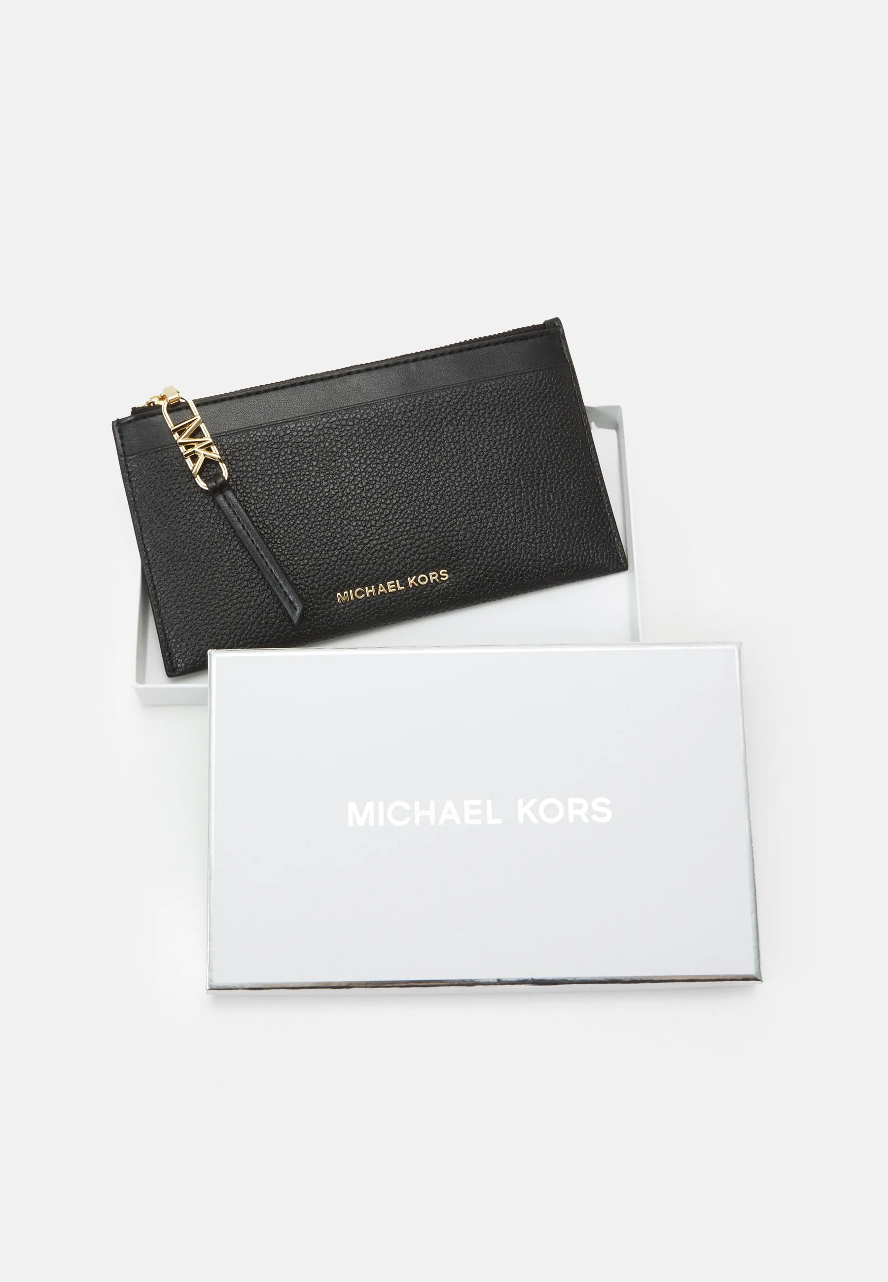Portefeuille Michael Kors Empire Zip Card Case en cuir noir