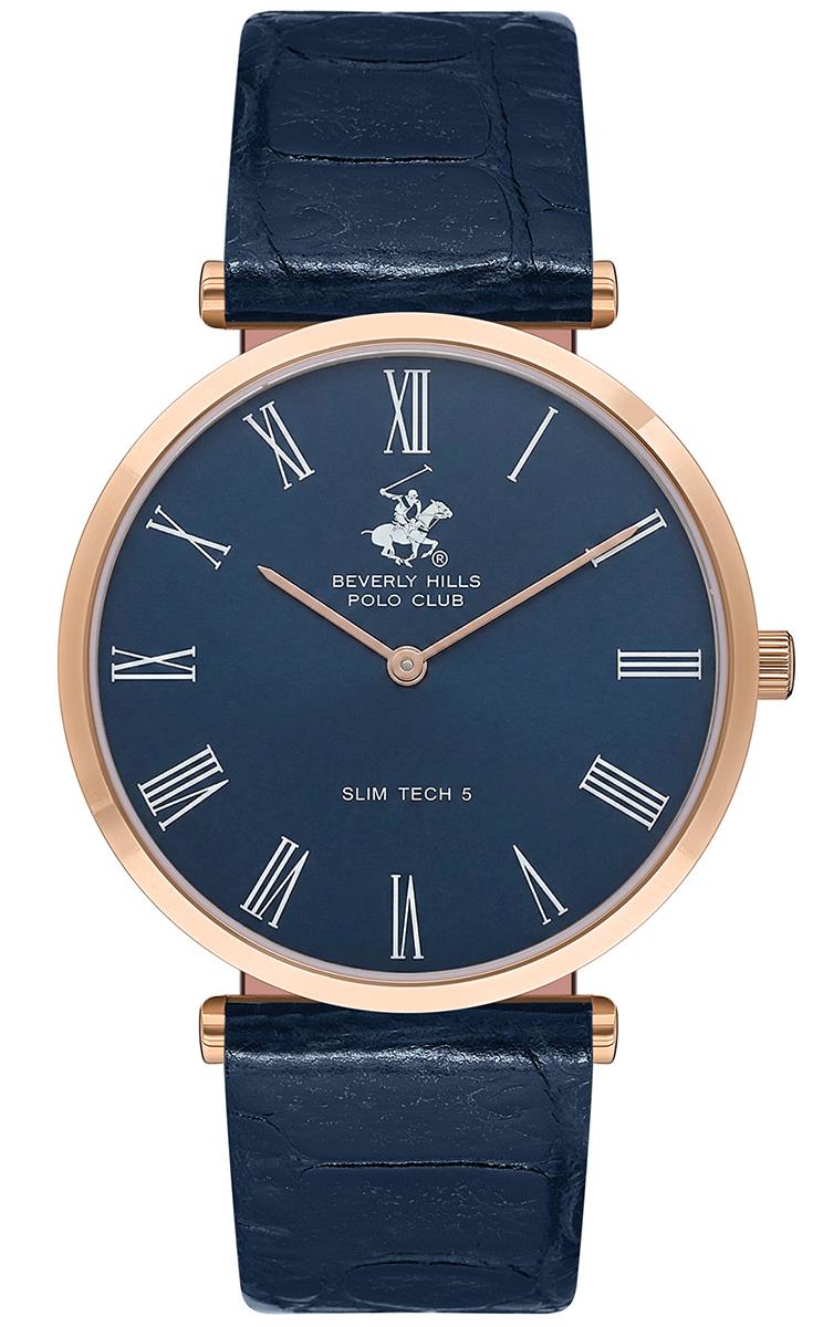 Montre homme Beverly Hills Polo Club bleu marine et rose gold – BP3615X.499