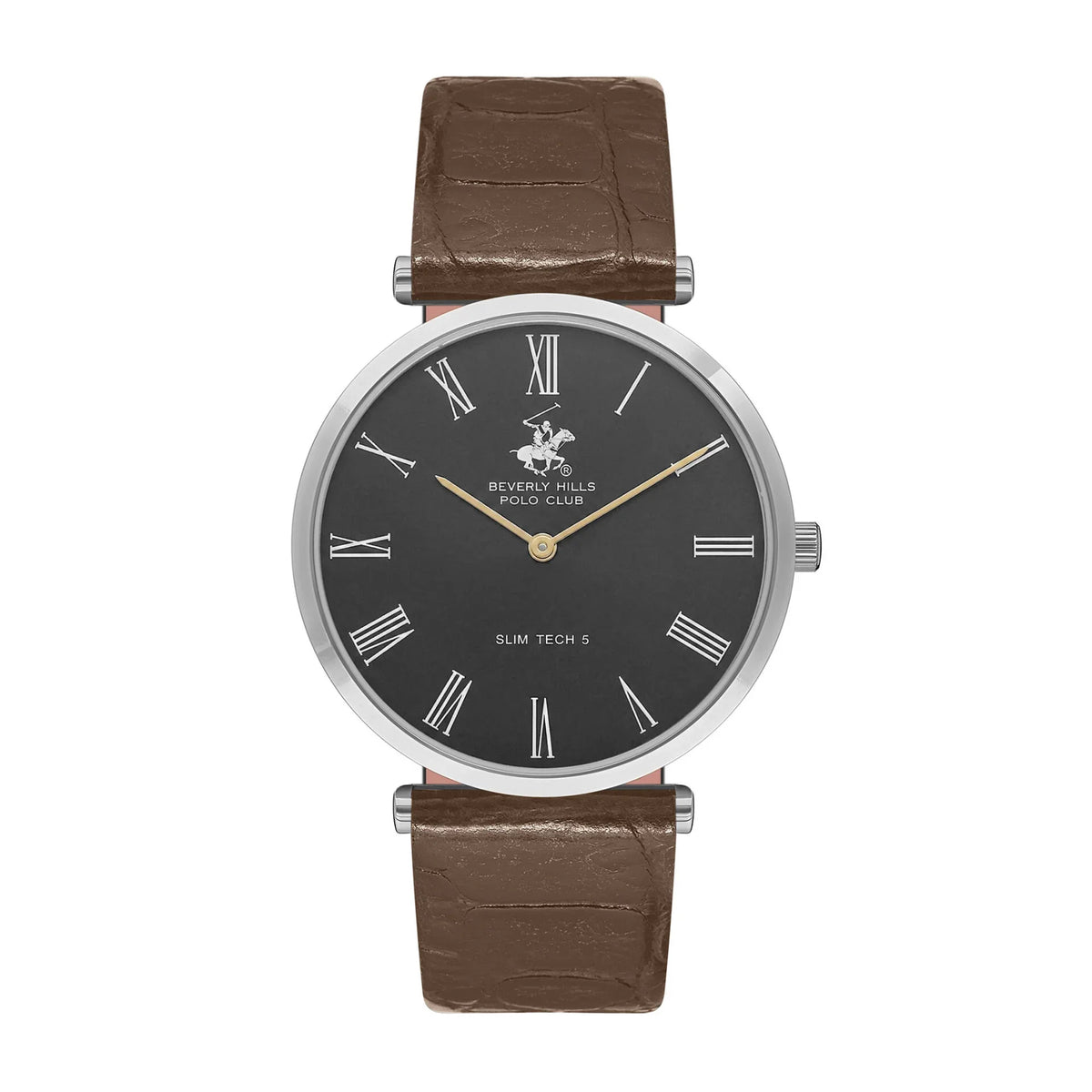 Montre homme Beverly Hills Polo Club à cadran noir et bracelet en cuir marron – BP3615X.362