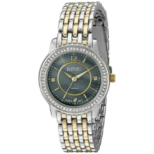 August Steiner - Montre Femme Diamond & Cristal Accented - Bracelet Bicolore