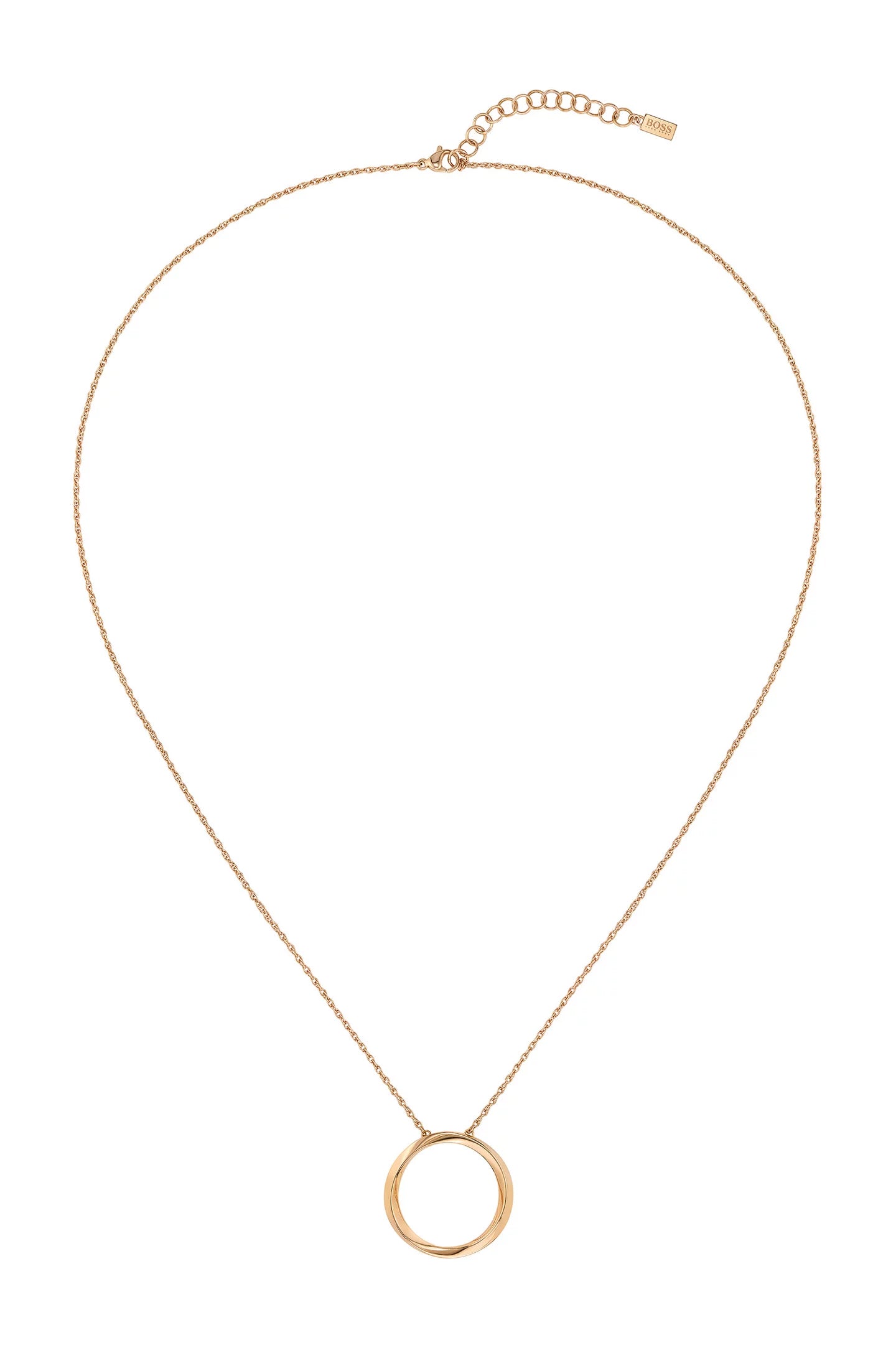 Collier BOSS à Effet Doré avec Pendentif Anneau Torsadé