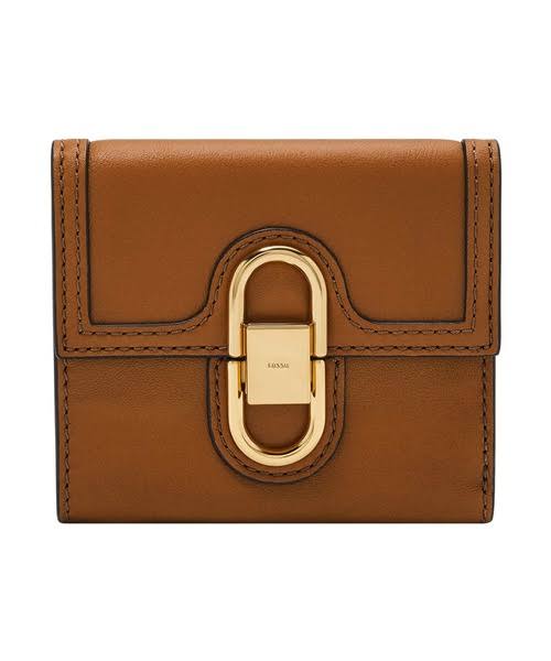 Portefeuille femme Fossil Avondale Trifold en cuir marron Saddle
