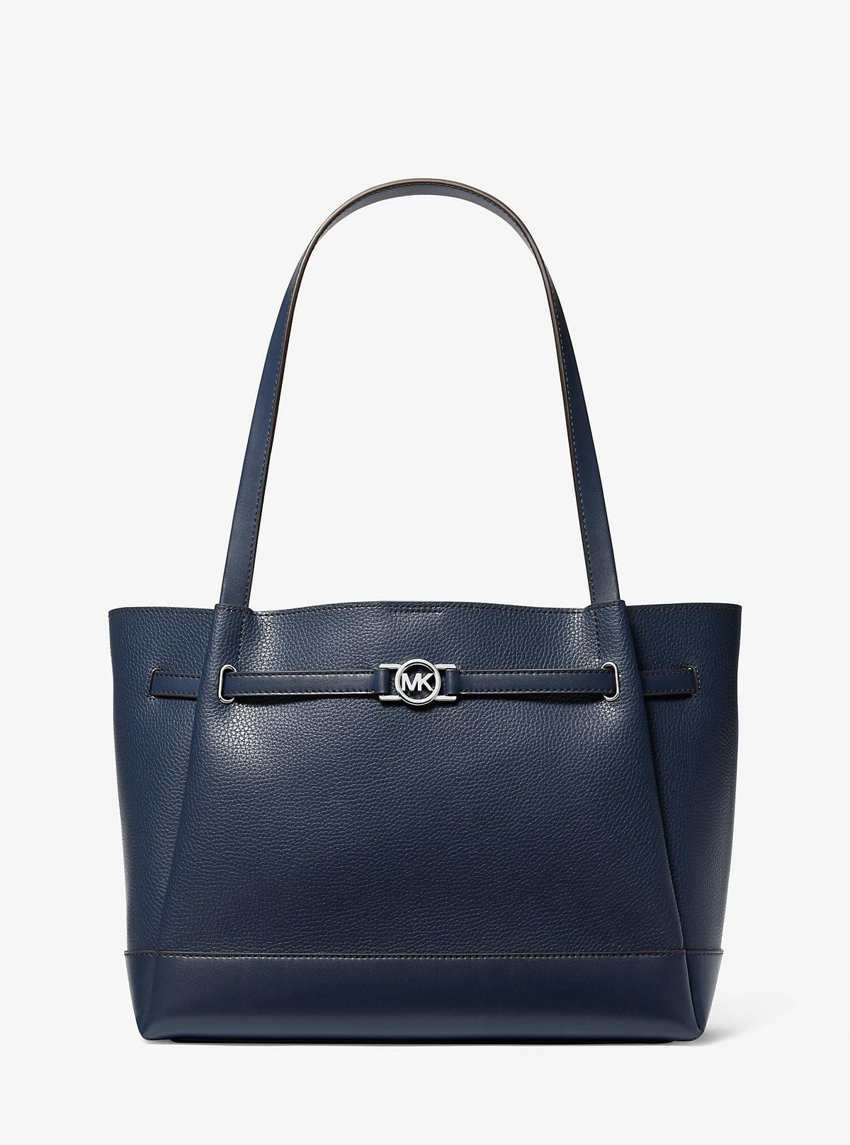 Grand cabas femme Michael Kors Reed en cuir grainé bleu à ceinture