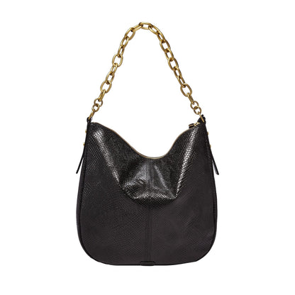 Sac Fossil Hobo Cuir Noir - Femme